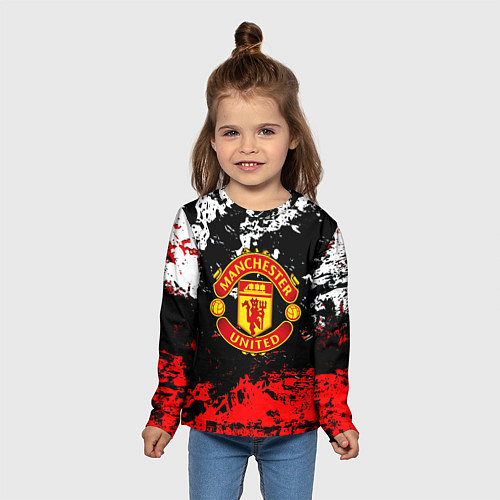 Детский лонгслив Манчестер Юнайтед краски / 3D-принт – фото 5