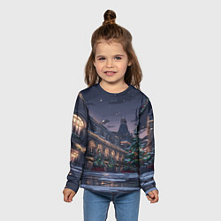 Лонгслив детский Новогодняя Московская ночь, цвет: 3D-принт — фото 2
