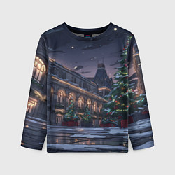 Лонгслив детский Новогодняя Московская ночь, цвет: 3D-принт