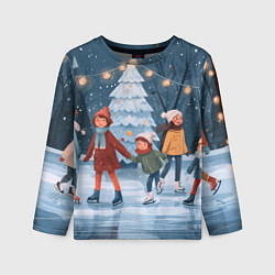 Лонгслив детский Новогодние каникулы на катке, цвет: 3D-принт