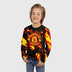Лонгслив детский Манчестер Юнайтед огненные краски, цвет: 3D-принт — фото 2