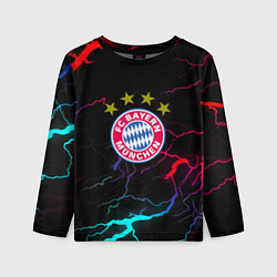 Лонгслив детский Бавария Мюнхен неновые молнии, цвет: 3D-принт