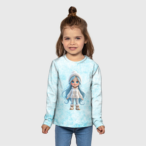Детский лонгслив Девочка-зима / 3D-принт – фото 5