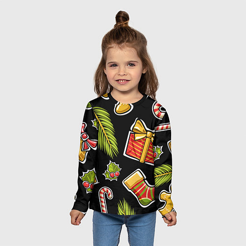 Детский лонгслив Рождественский вайб / 3D-принт – фото 5