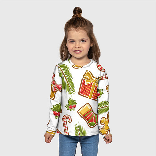 Детский лонгслив Рождественский вайб / 3D-принт – фото 5
