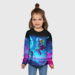 Лонгслив детский Морти и Рмк на планете неоновых поганок, цвет: 3D-принт — фото 2