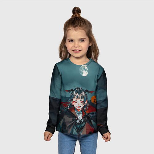Детский лонгслив Вампирша МаоМао - Монолог Фармацевта аниме Хэллоуи / 3D-принт – фото 5