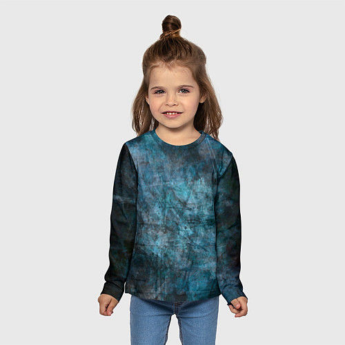 Детский лонгслив Абстракция - dark blue / 3D-принт – фото 5