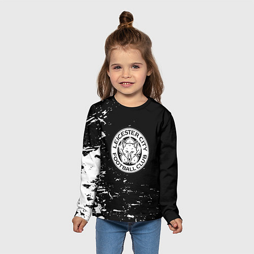 Детский лонгслив Лестер сити краски белые / 3D-принт – фото 5