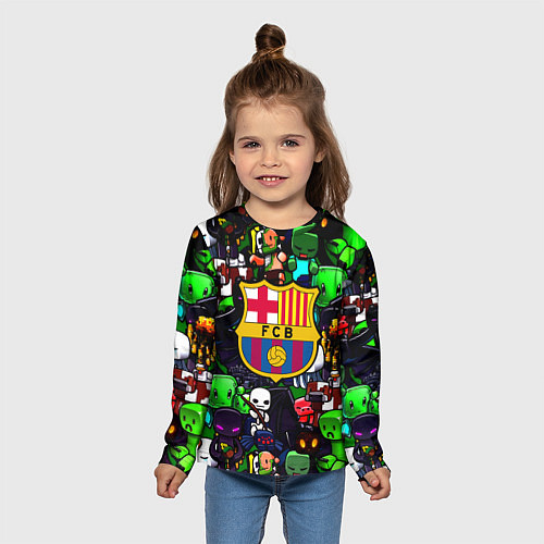 Детский лонгслив Minecraft x barcelona fc / 3D-принт – фото 5