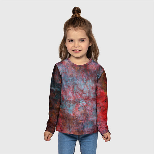 Детский лонгслив Абстракция - red rust on blue / 3D-принт – фото 5
