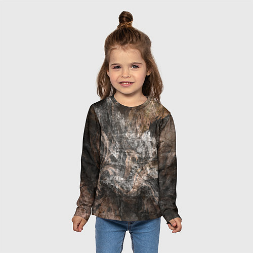 Детский лонгслив Абстракция - brown darkness / 3D-принт – фото 5