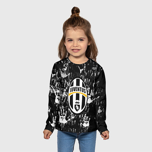 Детский лонгслив Ювентус текстура руки краски / 3D-принт – фото 5