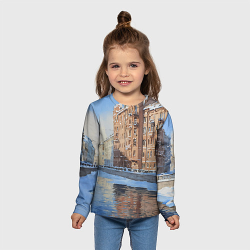 Детский лонгслив Зимний Санкт-Петербург / 3D-принт – фото 5