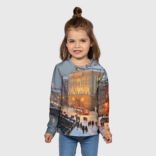 Детский лонгслив Предновогодний Санкт-Петербург / 3D-принт – фото 5
