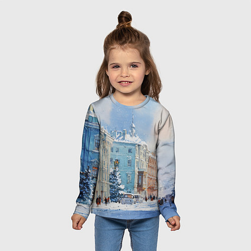 Детский лонгслив Зимний Питер / 3D-принт – фото 5