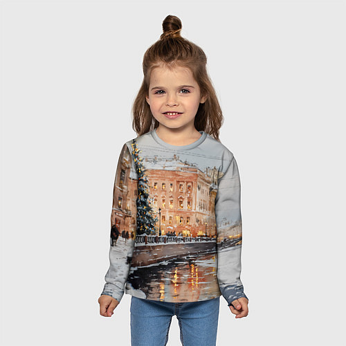 Детский лонгслив Новогодняя елка в Питере / 3D-принт – фото 5
