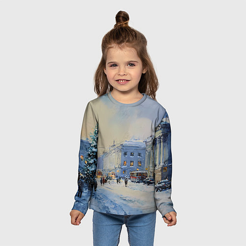 Детский лонгслив Зимний праздничный Питер / 3D-принт – фото 5