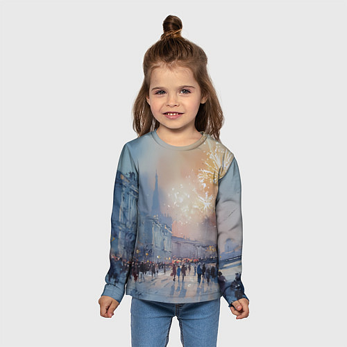 Детский лонгслив Новогодняя Питерская атмосфера / 3D-принт – фото 5