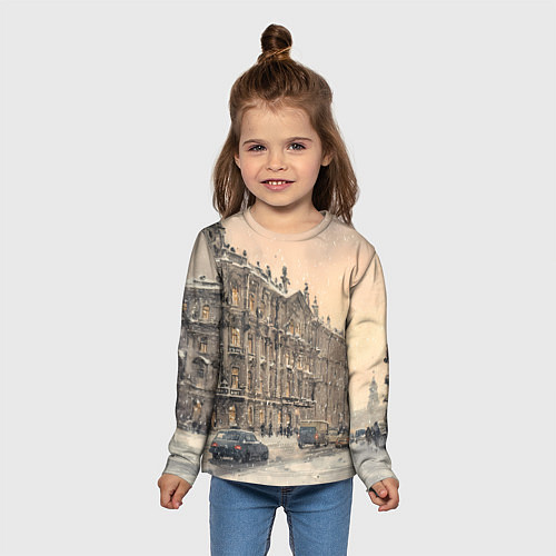 Детский лонгслив Зима в Санкт-Петербурге / 3D-принт – фото 5