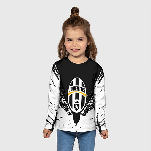 Детский лонгслив Ювентус краски всплеск текстура / 3D-принт – фото 5
