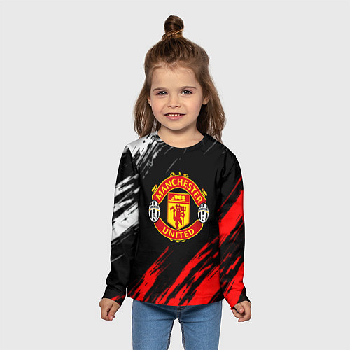 Детский лонгслив Манчестер Юнайтед x Ювентус краски / 3D-принт – фото 5