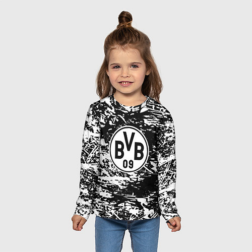 Детский лонгслив Боруссиа белые краски / 3D-принт – фото 5