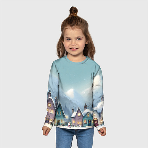 Детский лонгслив Новогодние дома / 3D-принт – фото 5