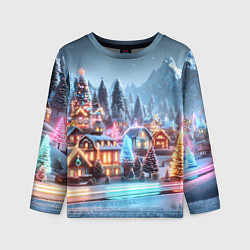 Детский лонгслив Городок в новогодних огоньках