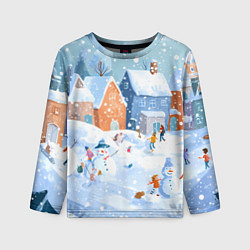 Детский лонгслив Предновогодний день во дворе
