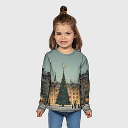 Лонгслив детский Новогодняя елка во дворе, цвет: 3D-принт — фото 2