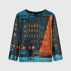 Лонгслив детский Городская светящаяся елка, цвет: 3D-принт