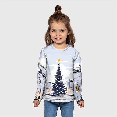 Детский лонгслив Новый год минимализм / 3D-принт – фото 5