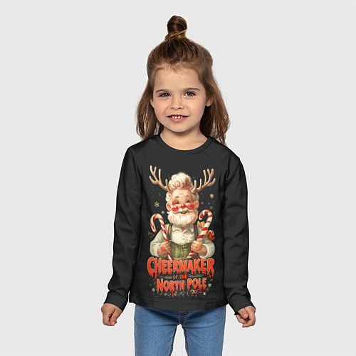 Детский лонгслив Санта с рогами оленя / 3D-принт – фото 5