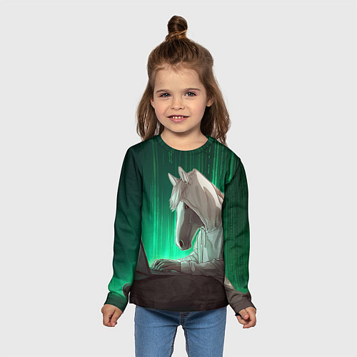 Детский лонгслив Хакер лошадь / 3D-принт – фото 5