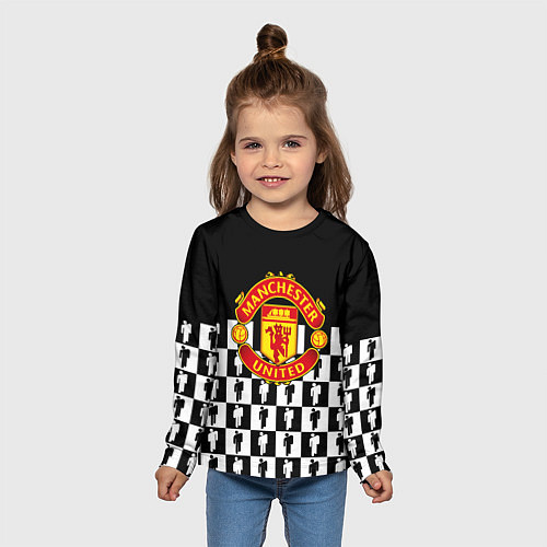 Детский лонгслив Манчестер Юнайтед люди паттерн / 3D-принт – фото 5