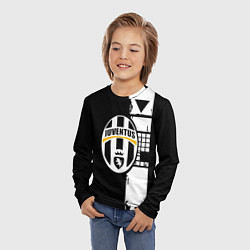Лонгслив детский Ювентус геометрия белая, цвет: 3D-принт — фото 2