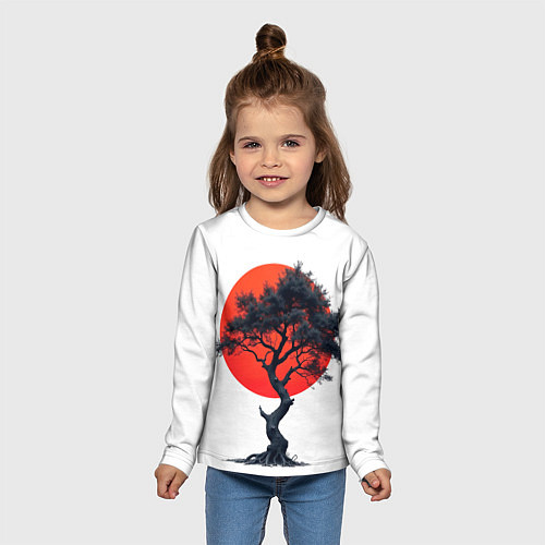 Детский лонгслив Японское дерево и солнце / 3D-принт – фото 5