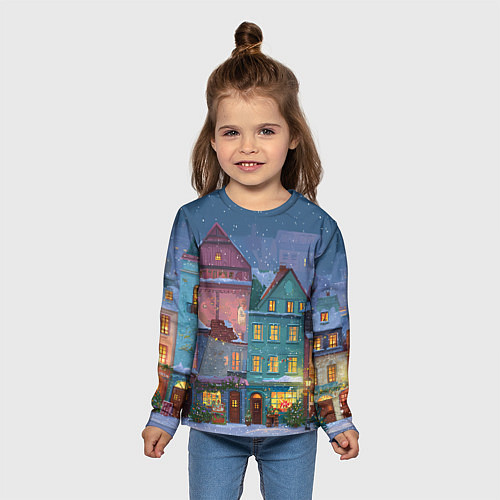 Детский лонгслив Новогодний дворик / 3D-принт – фото 5