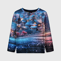 Лонгслив детский Новогодний двор в блестках, цвет: 3D-принт