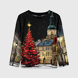 Лонгслив детский Красная новогодняя елка, цвет: 3D-принт