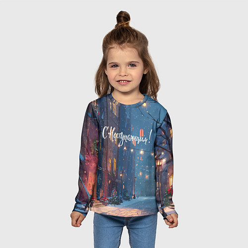 Детский лонгслив С наступающим новым годом / 3D-принт – фото 5