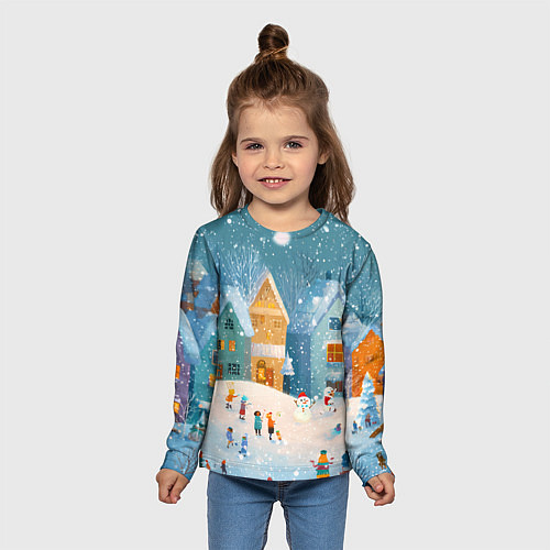 Детский лонгслив Новогодние каникулы / 3D-принт – фото 5