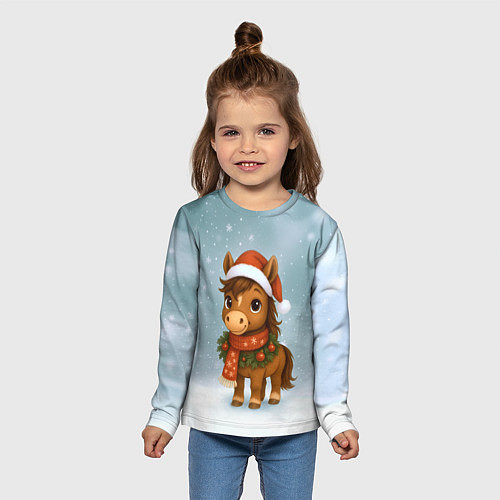 Детский лонгслив Милый конек / 3D-принт – фото 5