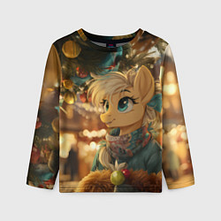 Детский лонгслив Милая лошадка под елочкой