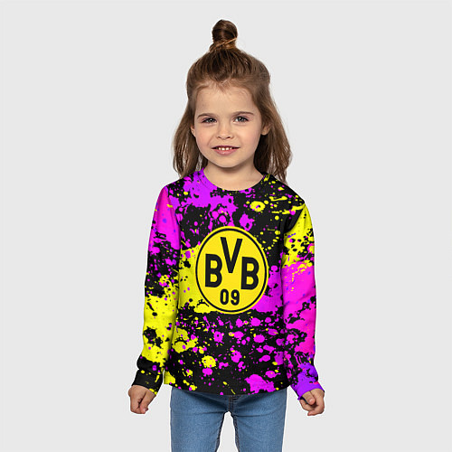 Детский лонгслив Borussia абстрактные краски текстура / 3D-принт – фото 5