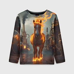 Лонгслив детский Стимпанк и огненная лошадь, цвет: 3D-принт