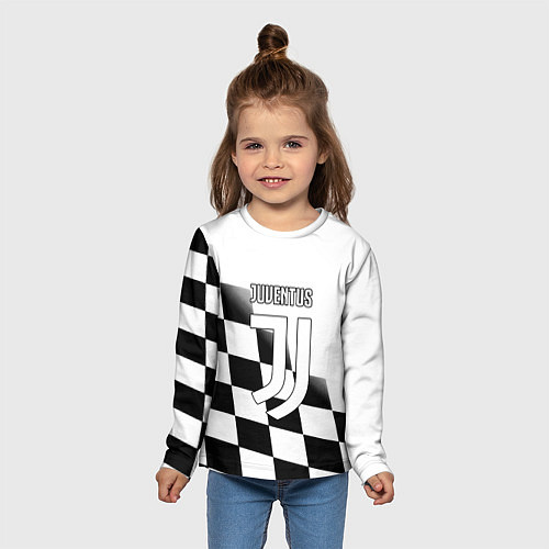 Детский лонгслив Ювентус клетка краски / 3D-принт – фото 5