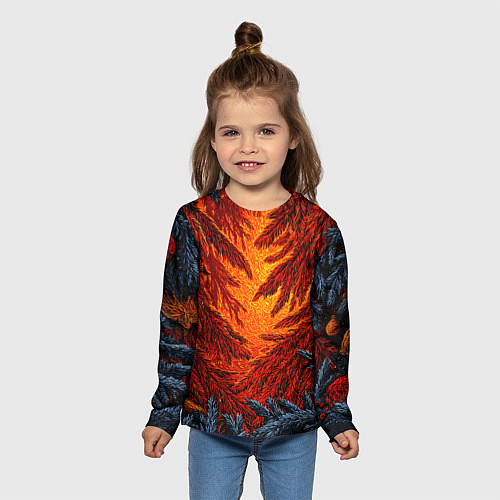 Детский лонгслив Новогодние ветки елок / 3D-принт – фото 5