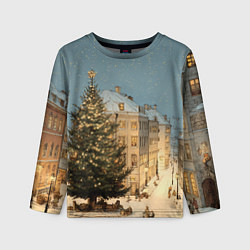 Лонгслив детский Елка во дворе города, цвет: 3D-принт